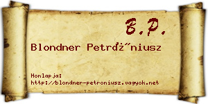 Blondner Petróniusz névjegykártya